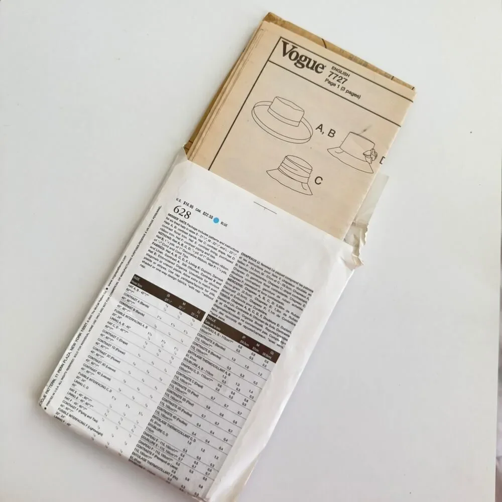 Set of 2 Uncut Vogue Accessories Hats Patterns 628 & 8771 Lola Vintage 90s